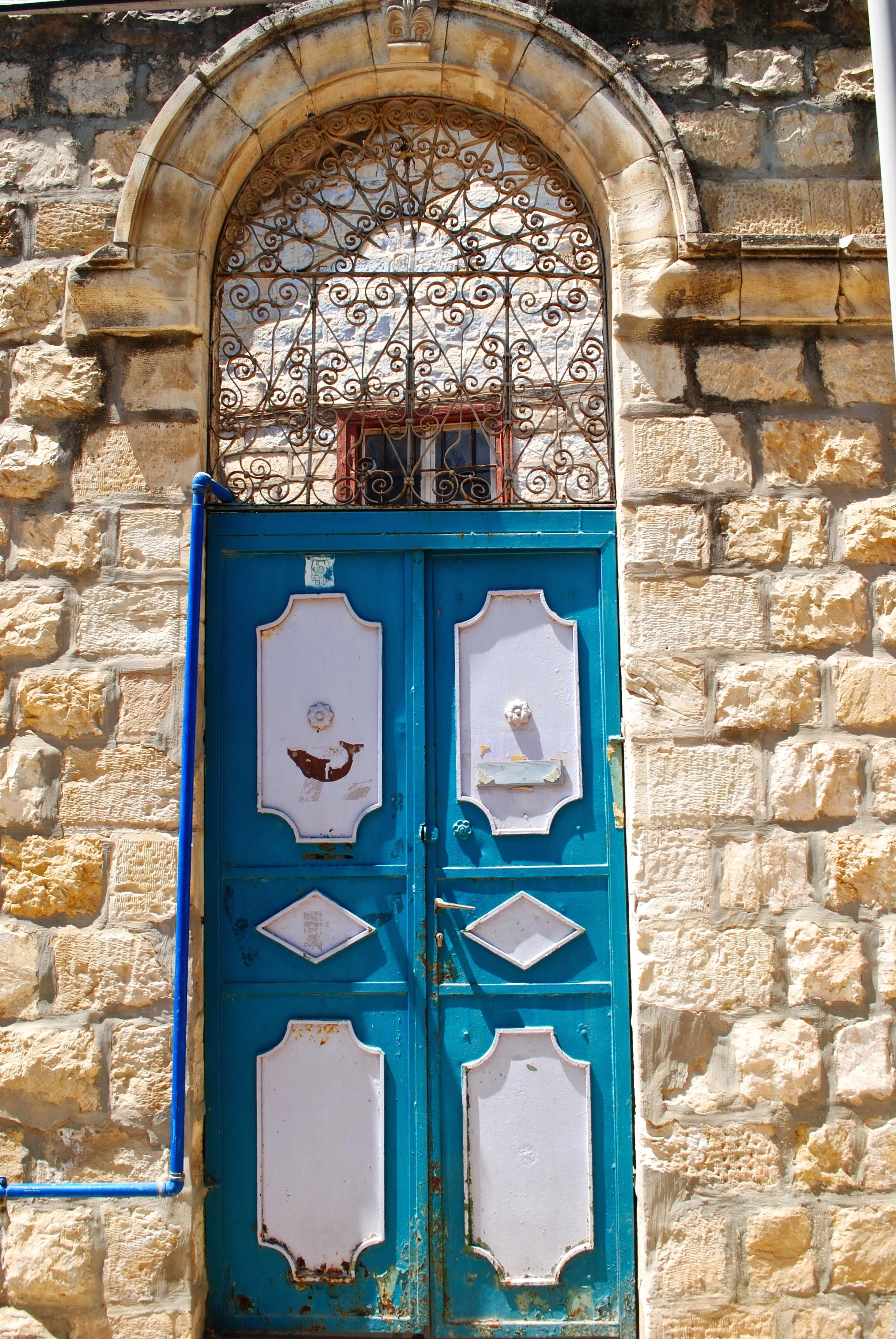 Turquoise Tsfat Door , Tsaft Israel, August 2015
