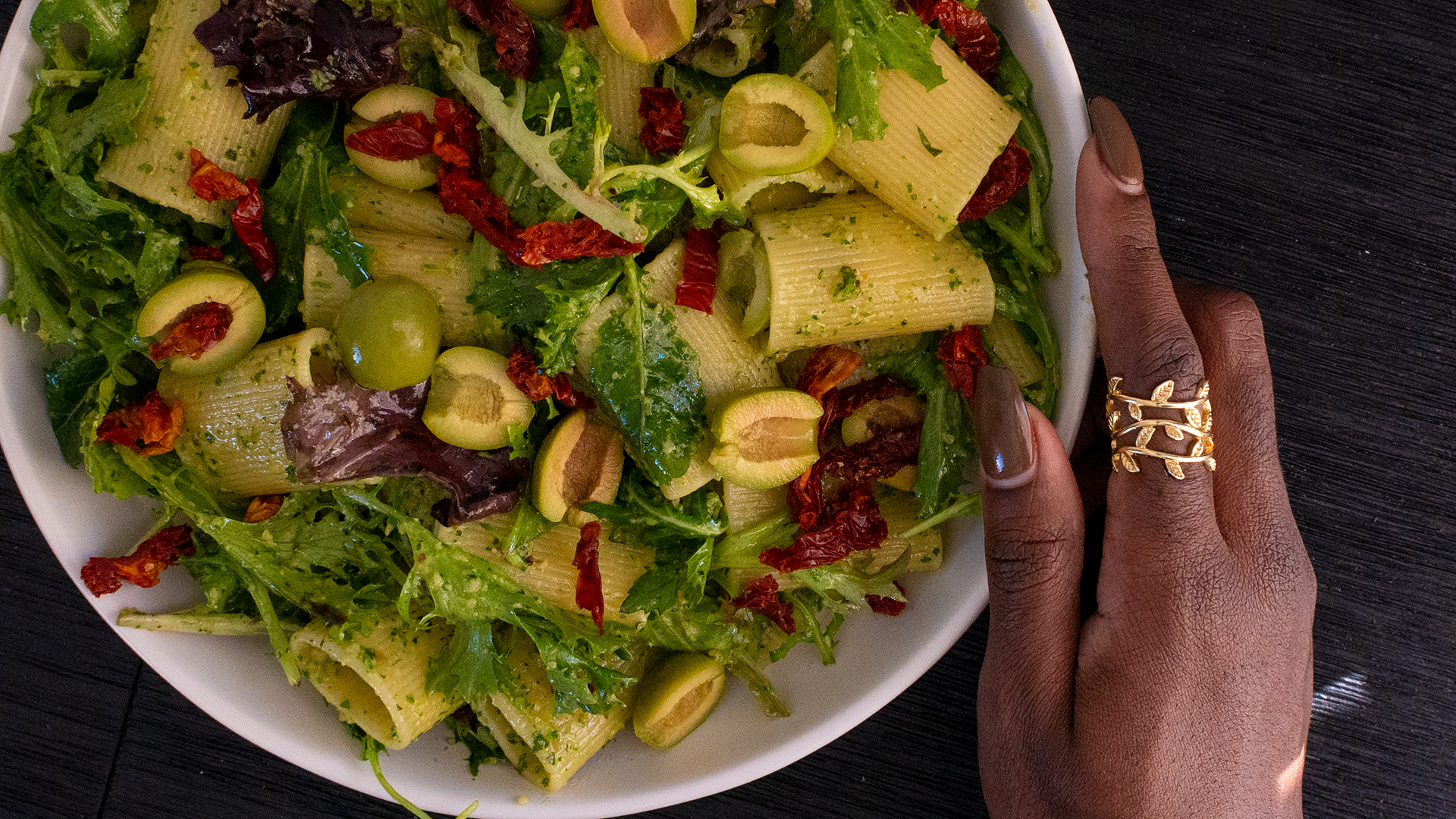 Warm Pesto Pasta Salad