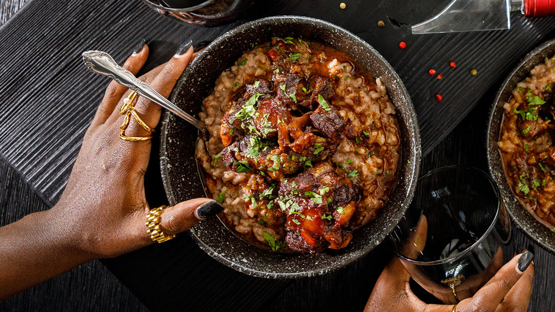 Cuban Oxtail with Black Bean Risotto