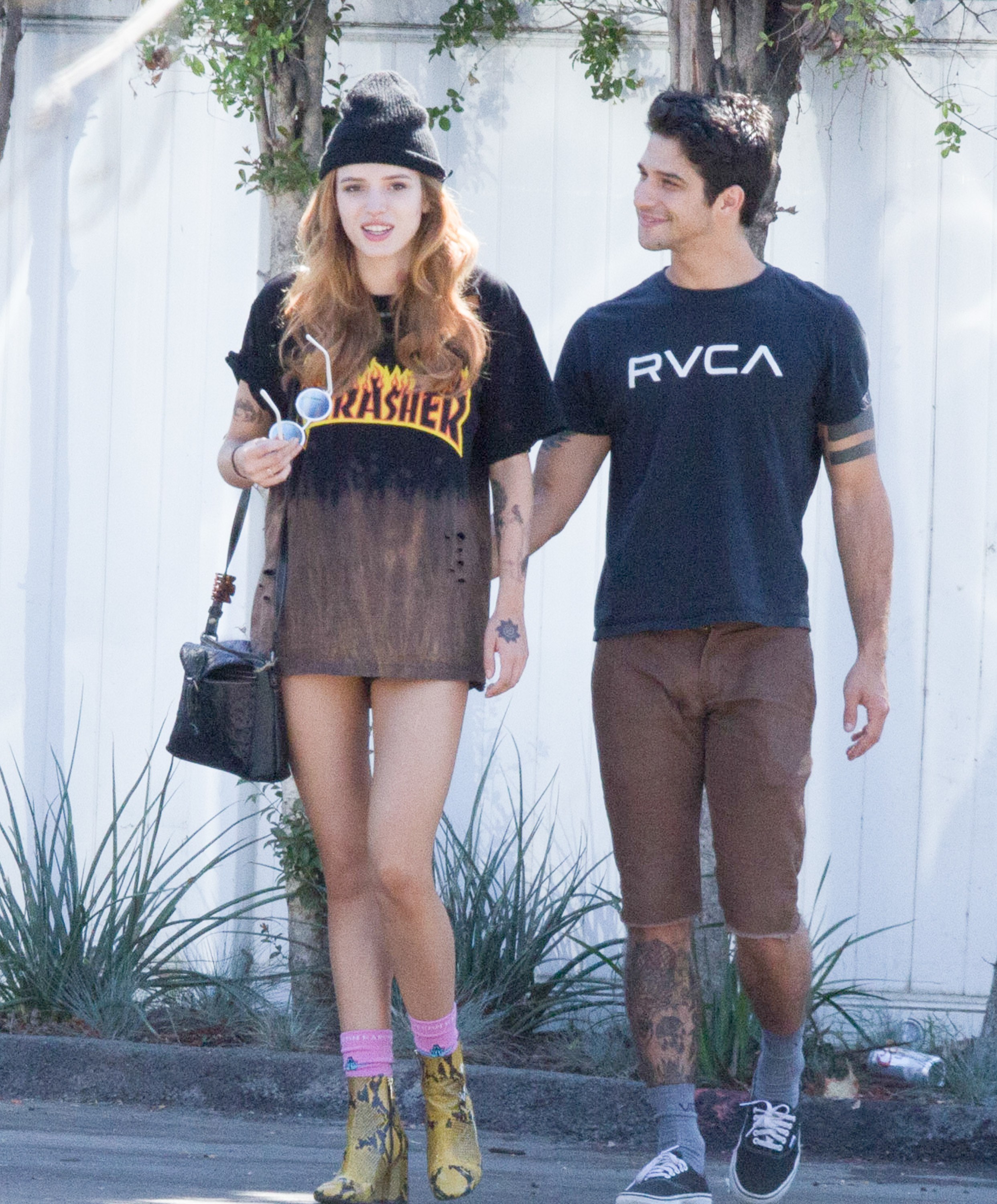 Actress Bell Thorne wearing her Thrasher tee as a dress...ooh la la.