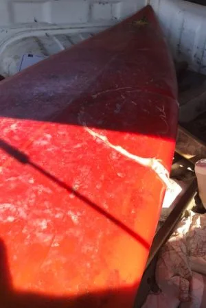 The bite mark left Jason Longgrass' in surfboard after being attacked by a shark off the coast of Gracetown only hours after another attack earlier in the day. (Photo: Gian De Poloni, ABC South West @GianDePoloni)