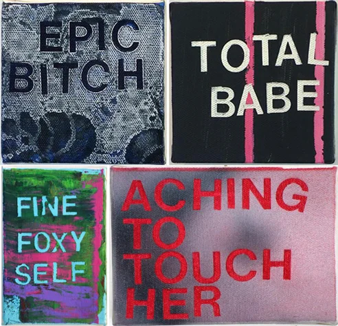 Epic Bitch , 2015, Acrylic on canvas, 4 x 4 inches