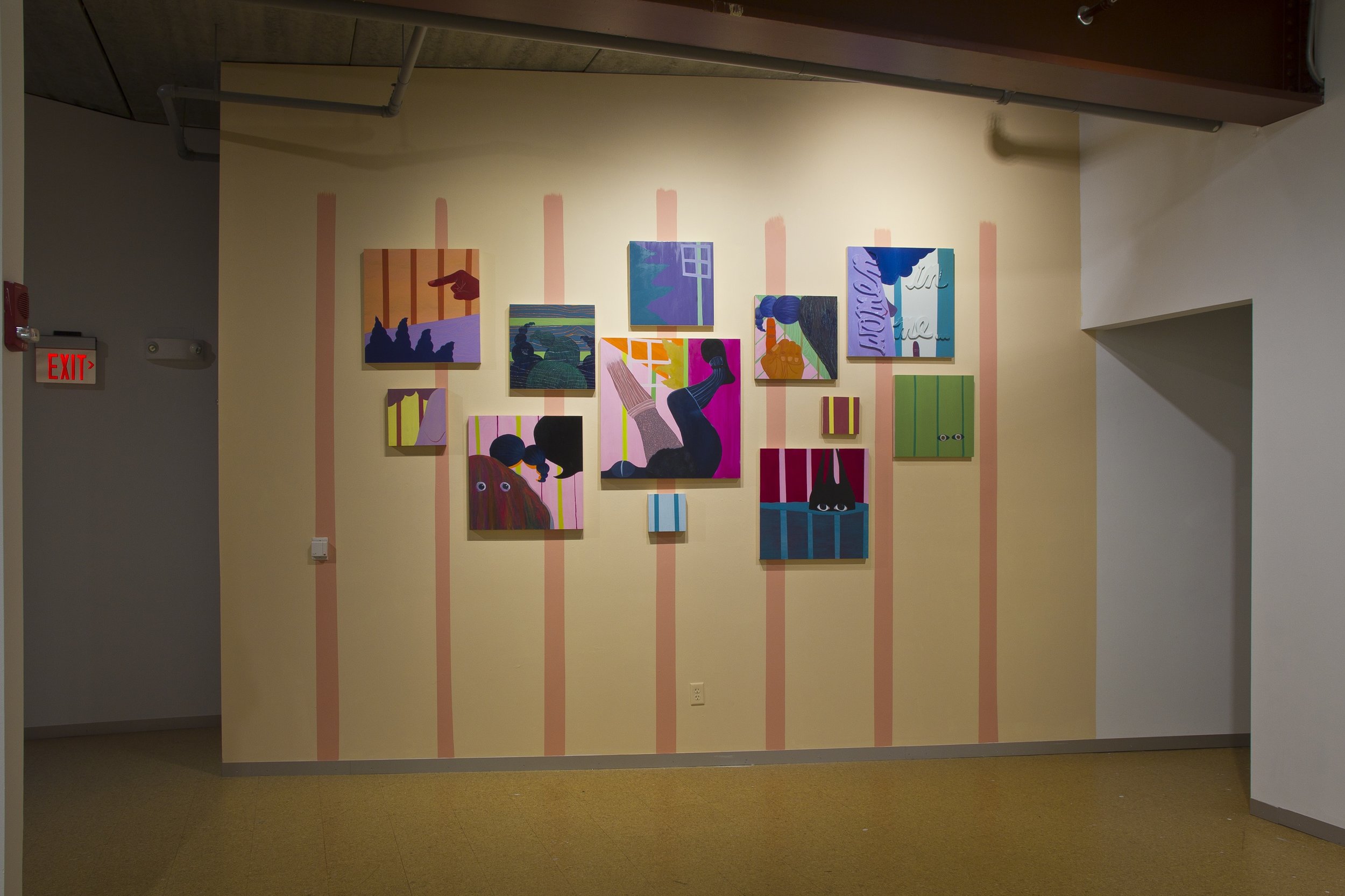 "all the women in me" Installation, 2016, Oil on panel, Dimensions variable