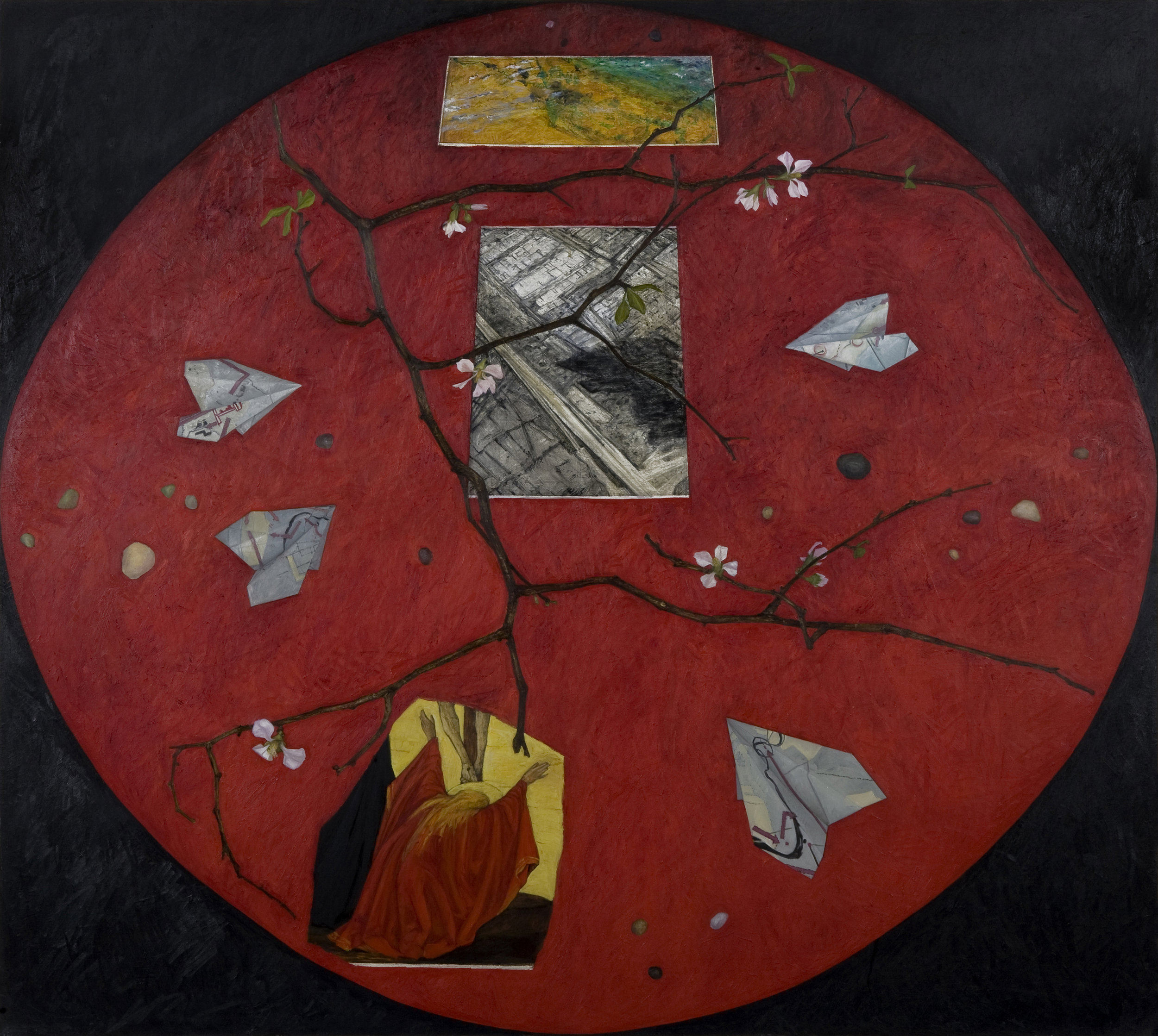 Regina Granne, Red Table II , 2004, Oil on linen, 56 x 62 inches