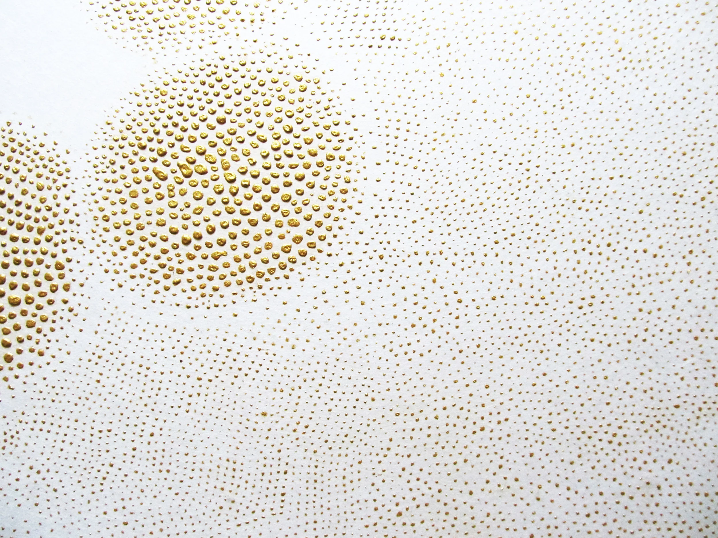 Katsura Okada, Pistil & Stamen of Hibiscus , 2014, Powdered golden pigments, natural liquid adhesive on handmade paper, 30"x20"