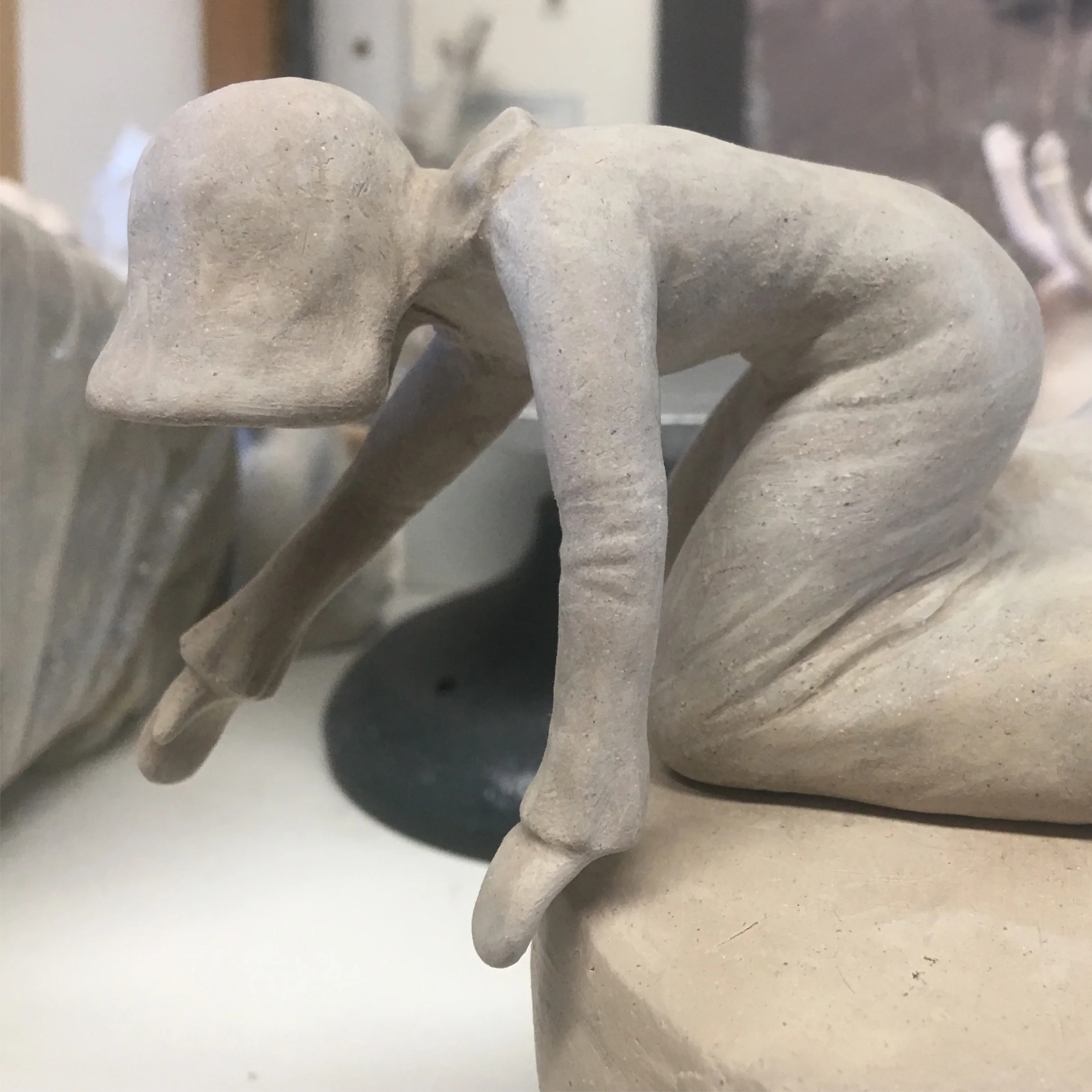 In progress, one of the eight ceramic figures for Ancestors Traversing Quilts , 2017