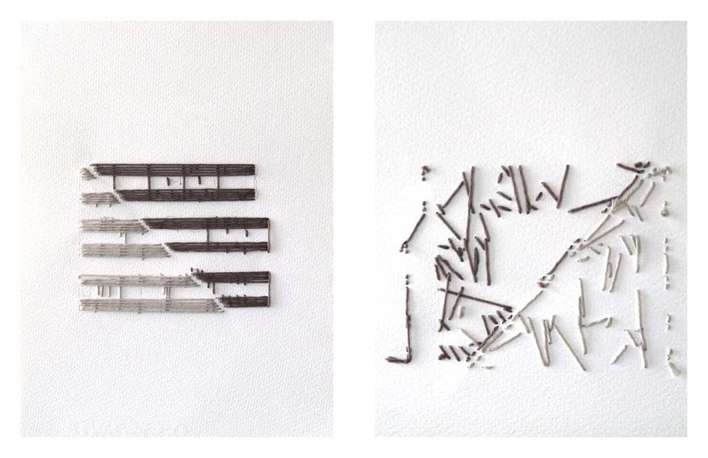  Keli Safia Maksud,  Anthems , 2020, Embroidery on Paper, 9 x 12 inches each (20 total). 