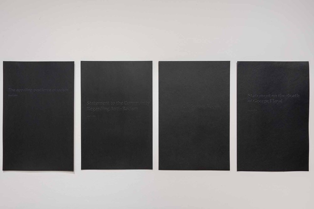  Keli Safia Maksud,  Black Codes , 2021, Embossing on Paper, 11 x 17 inches each (45 total). 