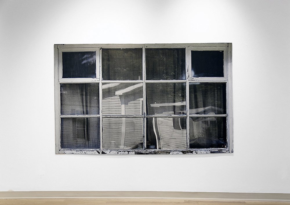  Amy Ritter,  Birch Meadows 1, MH Window  Series, 2020, Color Photographic Xerox print, OSB plywood, 58.5 x 93.5 x 0.5 inches. 