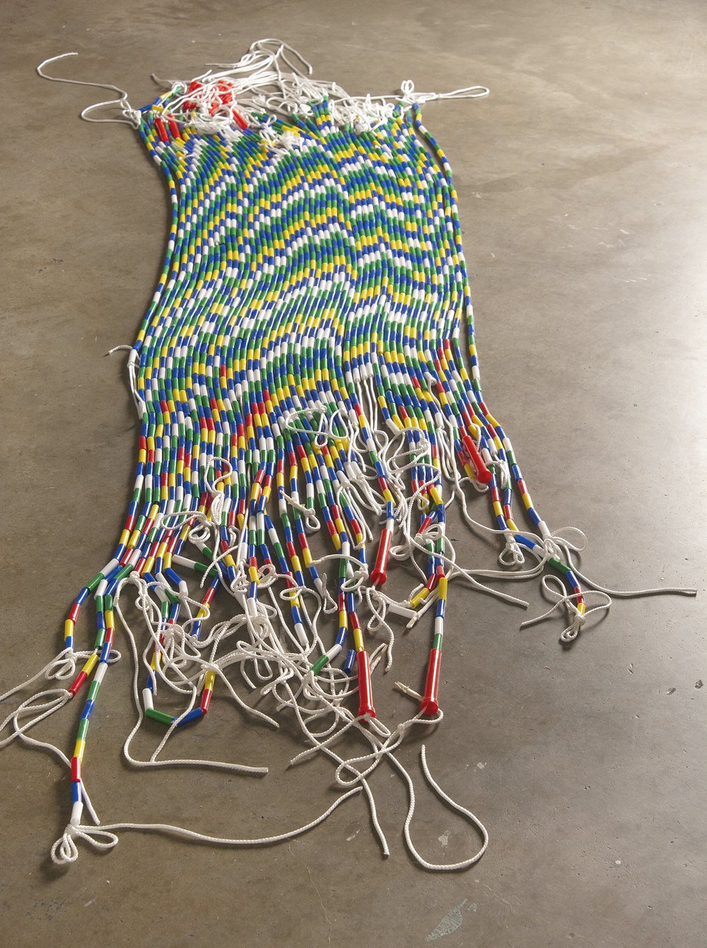  Quinci Baker,  Recess Weave,  2022, Hand-beaded jump ropes, 90 x 32 inches (approx.). 