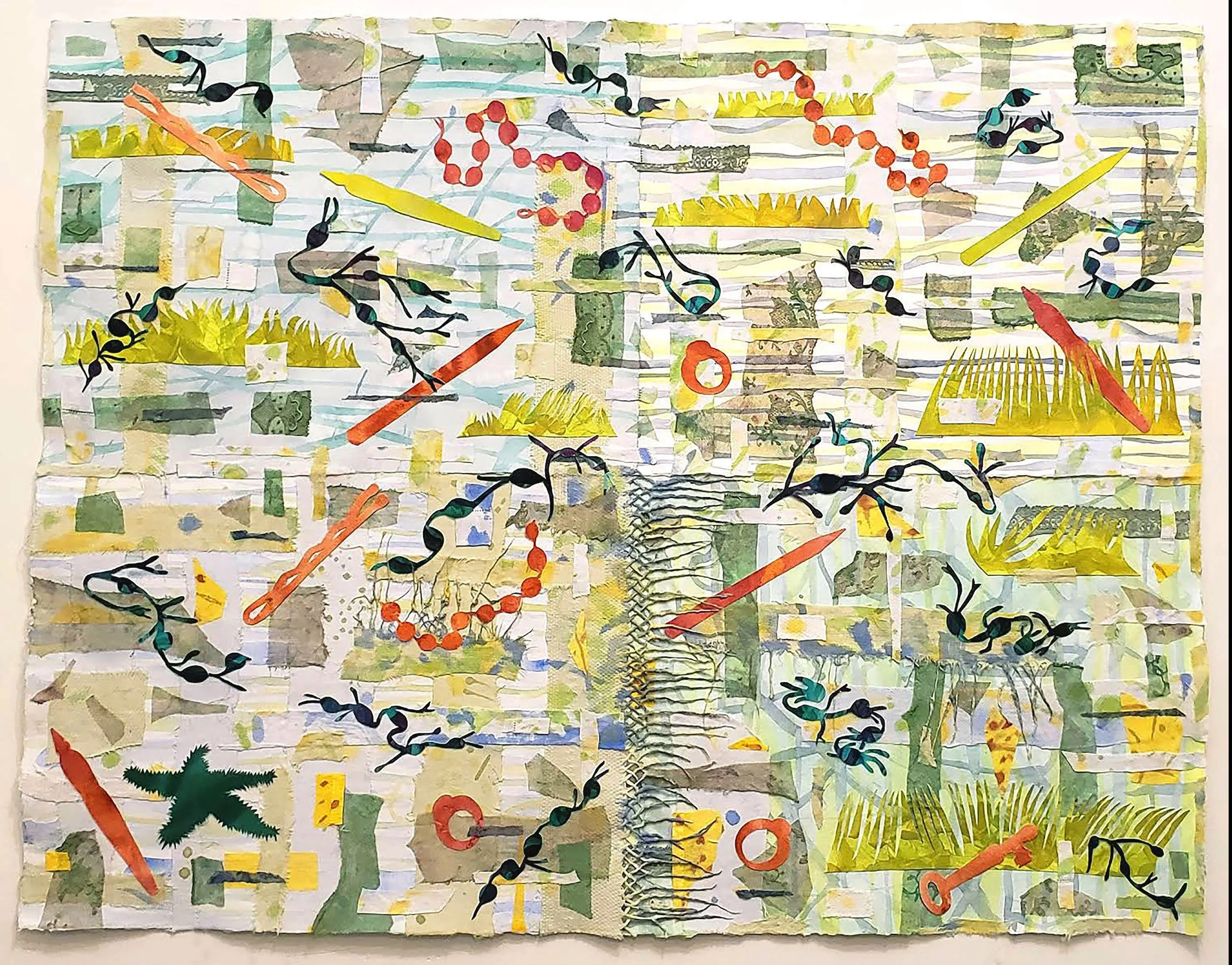  Sasha Chavchavadzde,  Her Tools Are My Tools (Margaret Fuller) , 2024, mixed media painting/collage on handmade paper, 40 x 45 inches 