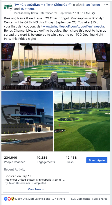 TopGolf Minnesota promotion