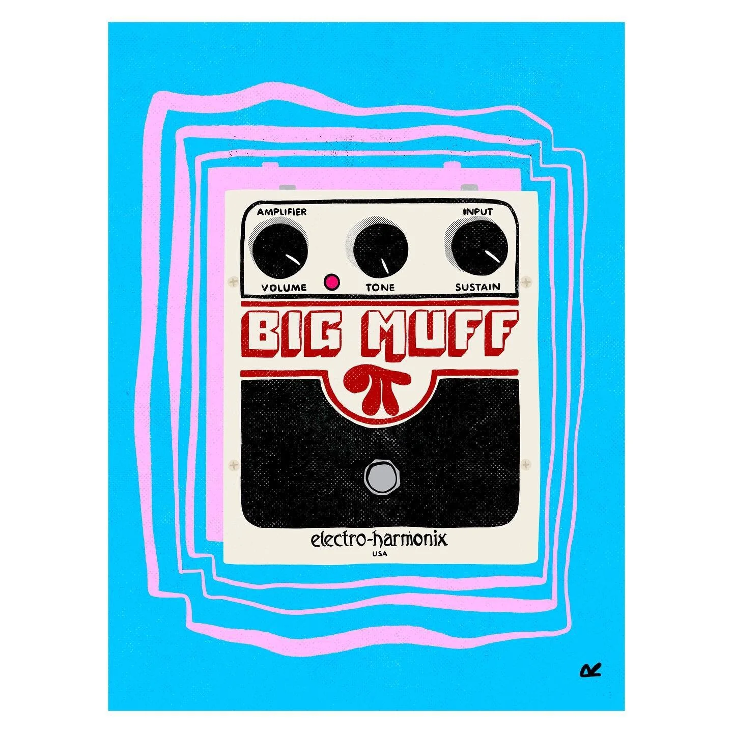 Big muff distortion pedal ⚡️one of the first pedals I bought for my board when I first discovered the concept of pedalboards and the endless possibilities of sound. Still own this guy after 15 years! 
#illustration #art #pedalboard #pedaloftheday #pe