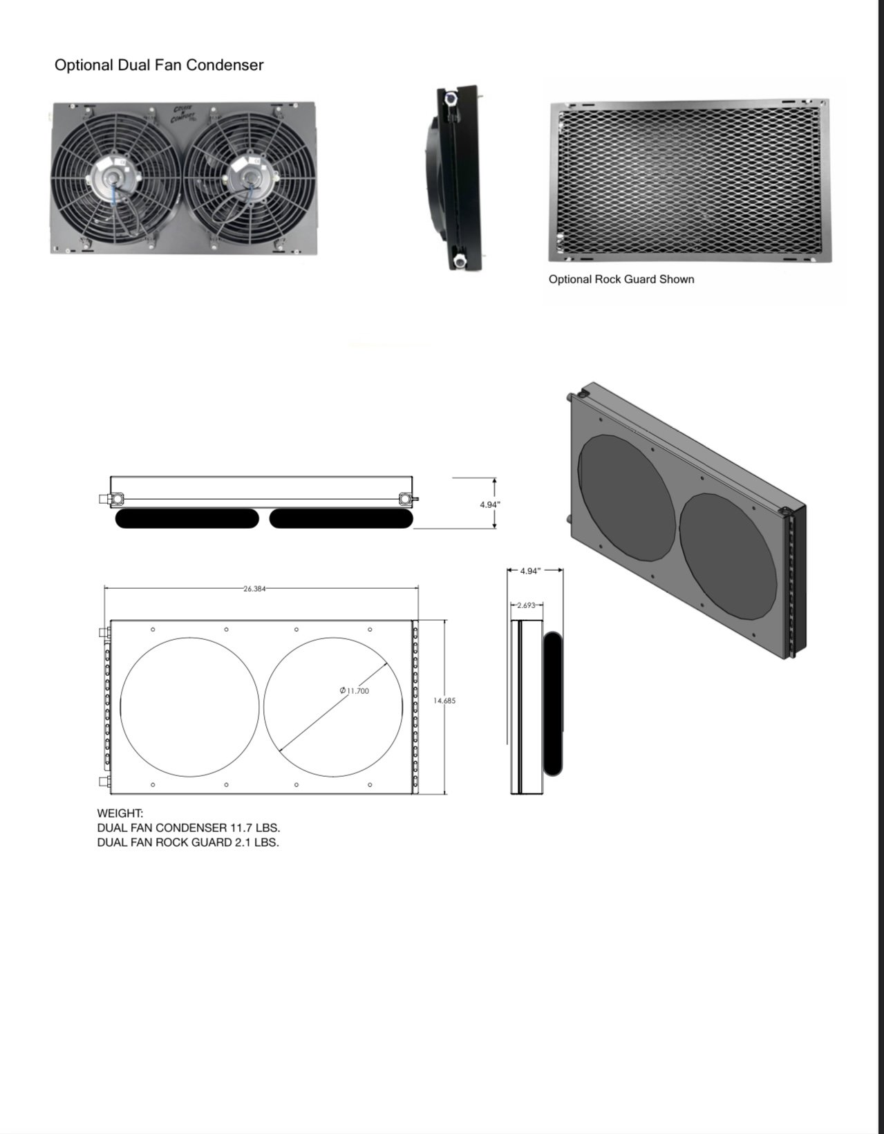 Dual Fan Condenser Dimensions