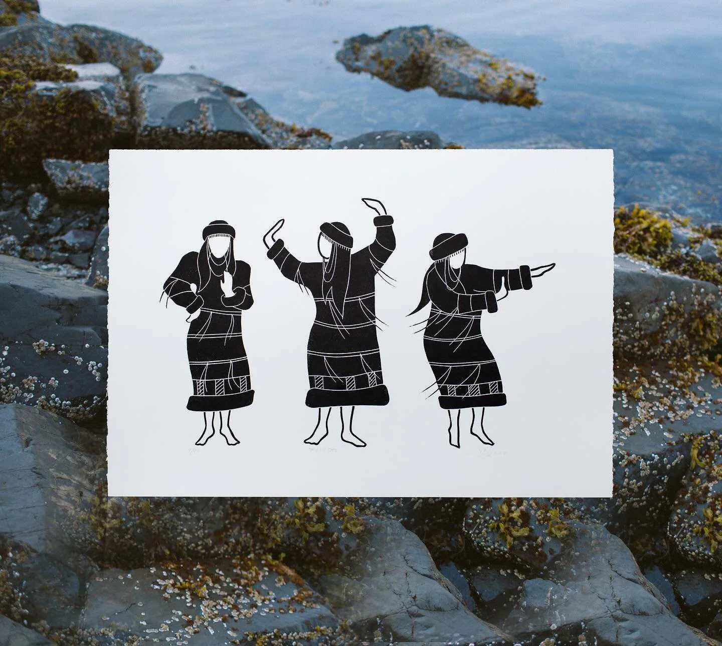 I printed the first batch of these Unangax̂ dancers during last weekend&rsquo;s @tacomaarts open studio tour, and they&rsquo;re now live on the site&mdash; I&rsquo;ll be donating 50% of the profit from them to organizations supporting and bringing ai