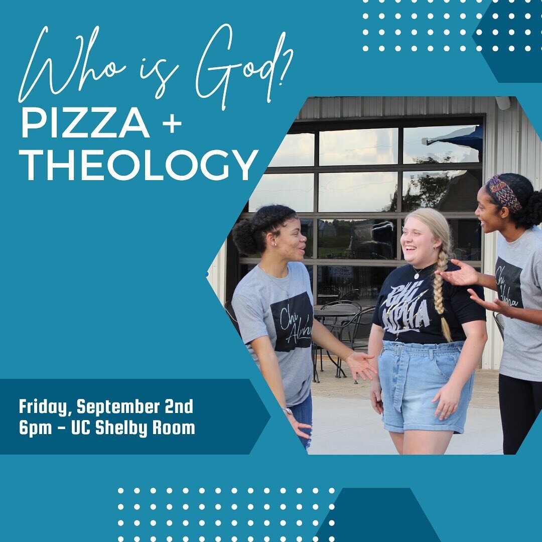 Join us tomorrow night for pizza &amp; theology. We&rsquo;ll provide the pizza and answer the question &ldquo;Who is God?&rdquo;. Hope to see you there! 

#memphis #uofm #uofmemphis #uofm26 #membound #membound26 #chialpha #chialphamemphis #christian 