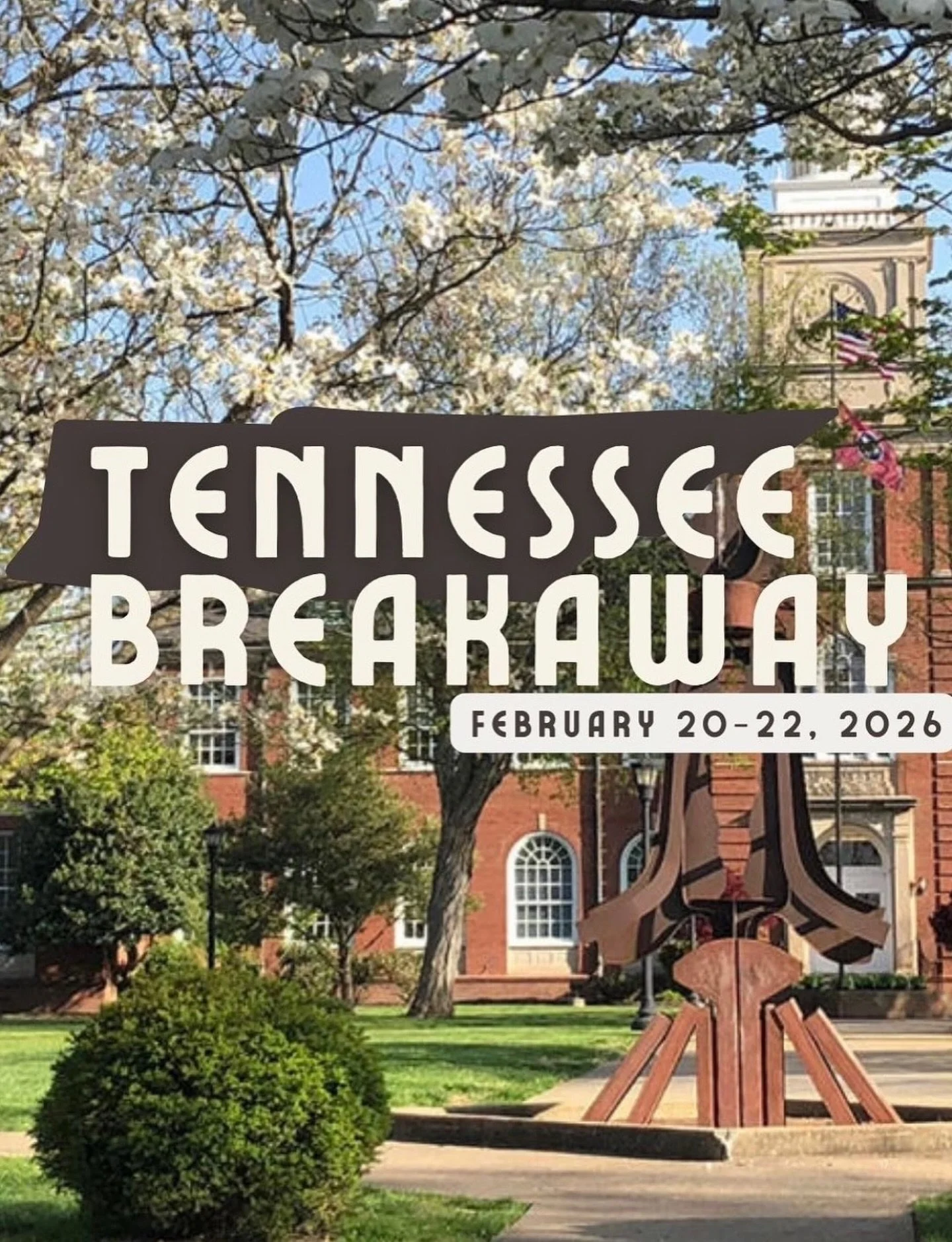 Tennessee Breakaway is only 3 weeks away! February 20-22 we&rsquo;ll gather with other Chi Alpha chapters from across the state in Clarksville for worship, solid teaching, and a fun time together. Cost is only $55 this year and includes lodging in a 