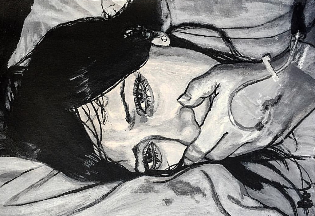 "Narcotic Nightmare", acrylic on paper.