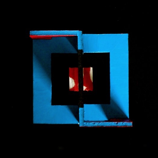 "Bluredblacube", foam board and acrylic.