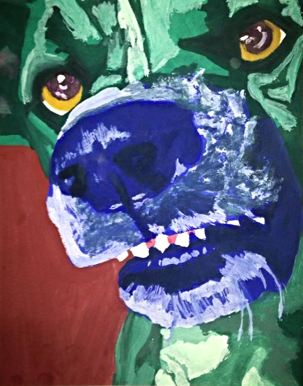"Grrrux", gouache on paper.
