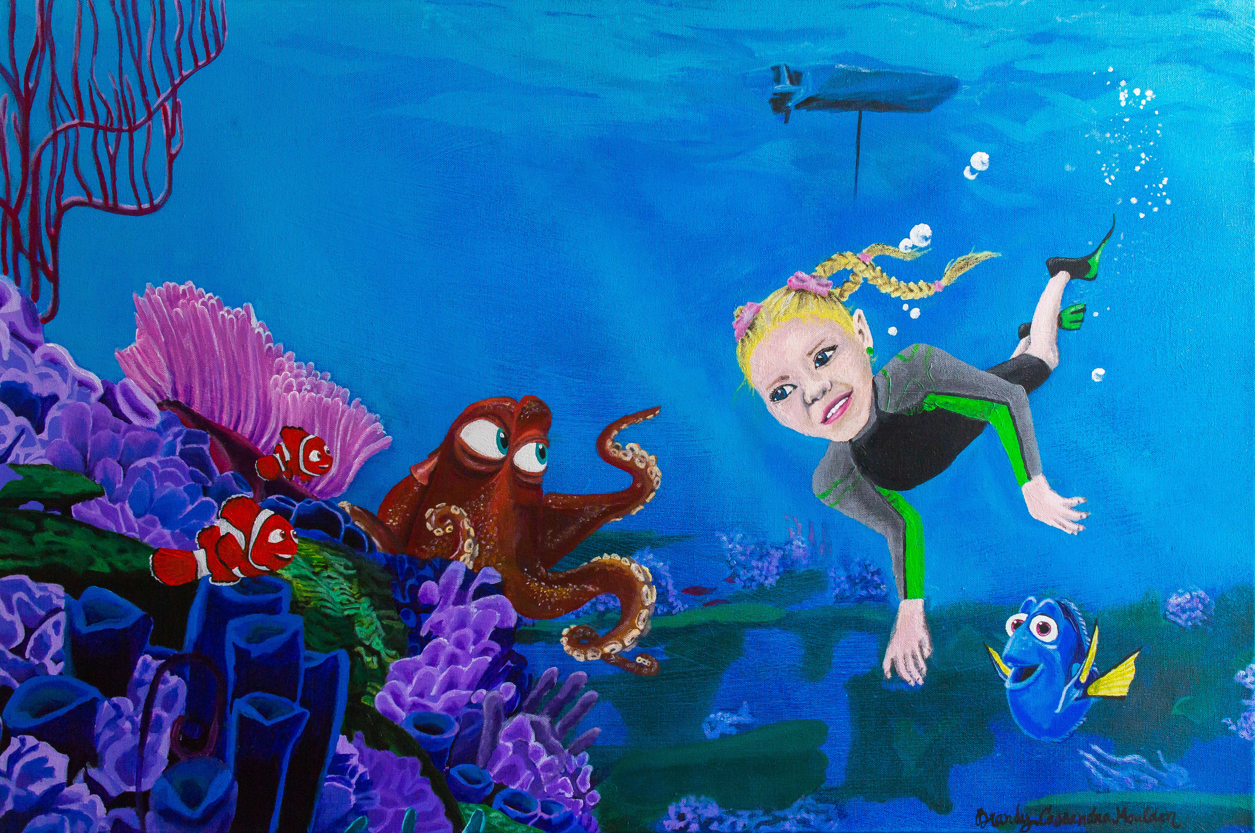 "Finding Dory", 24"x 36" acrylic on canvas. Commissioned Piece