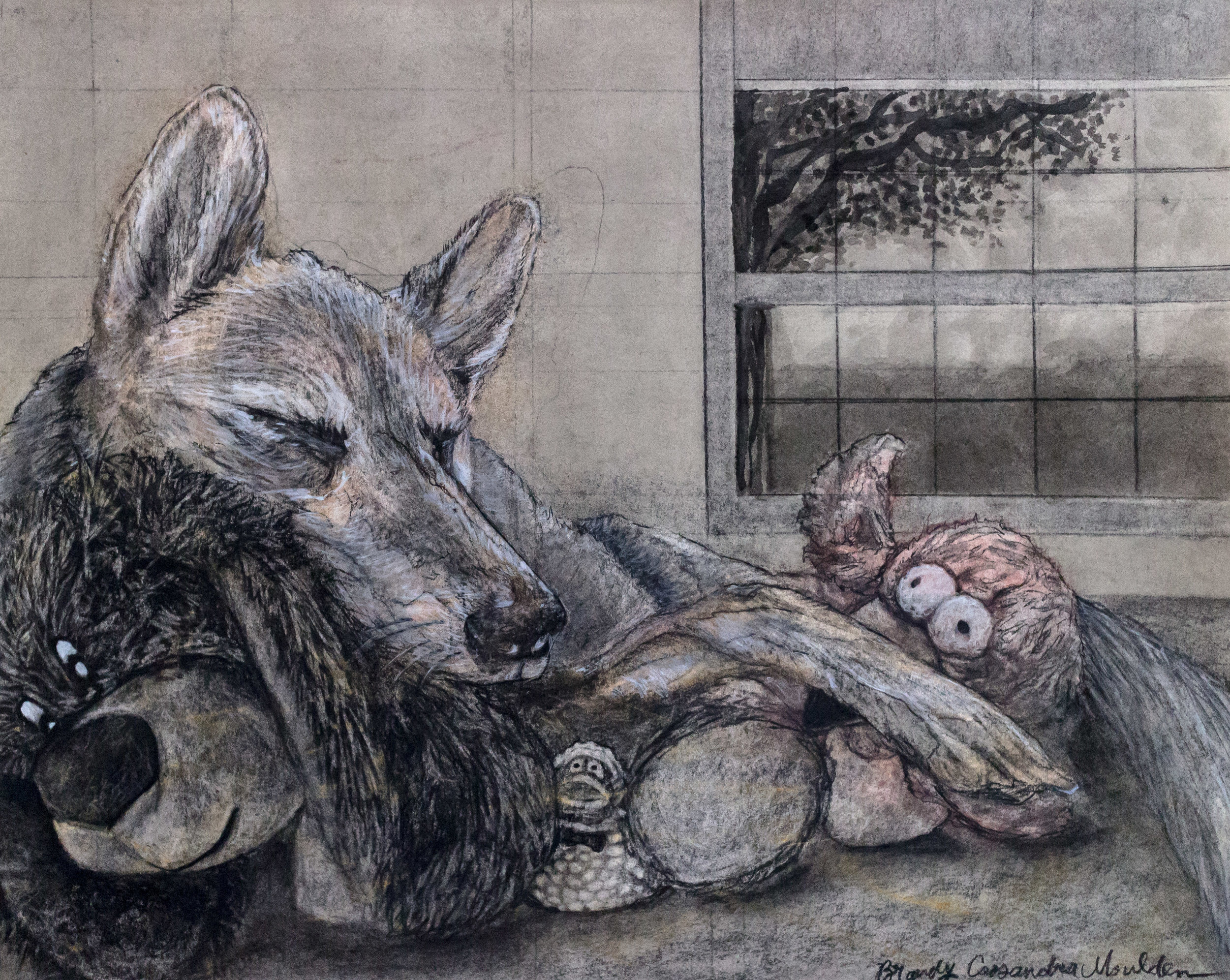 "Skippy", Charcoal, Pastel and India Ink on paper. (commissioned)