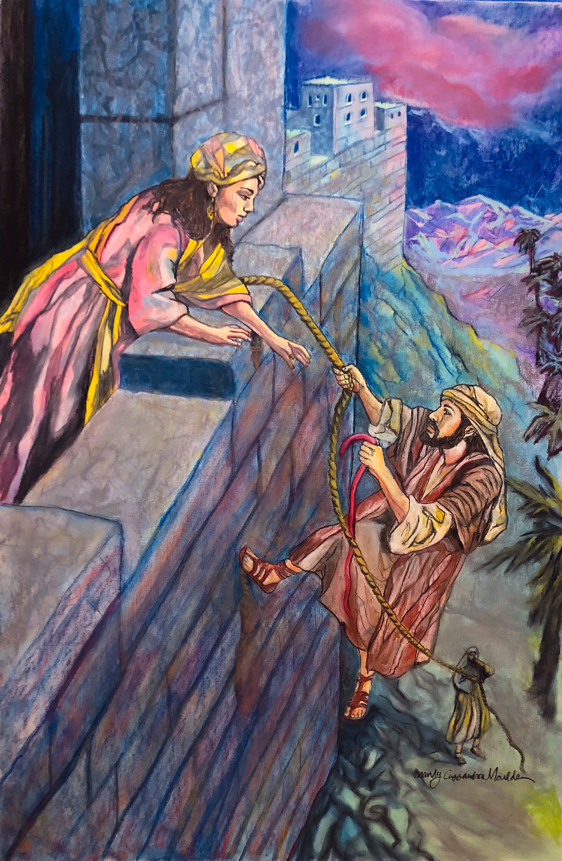 Rahab and the Israelites, 24"x 36" pastel on paper