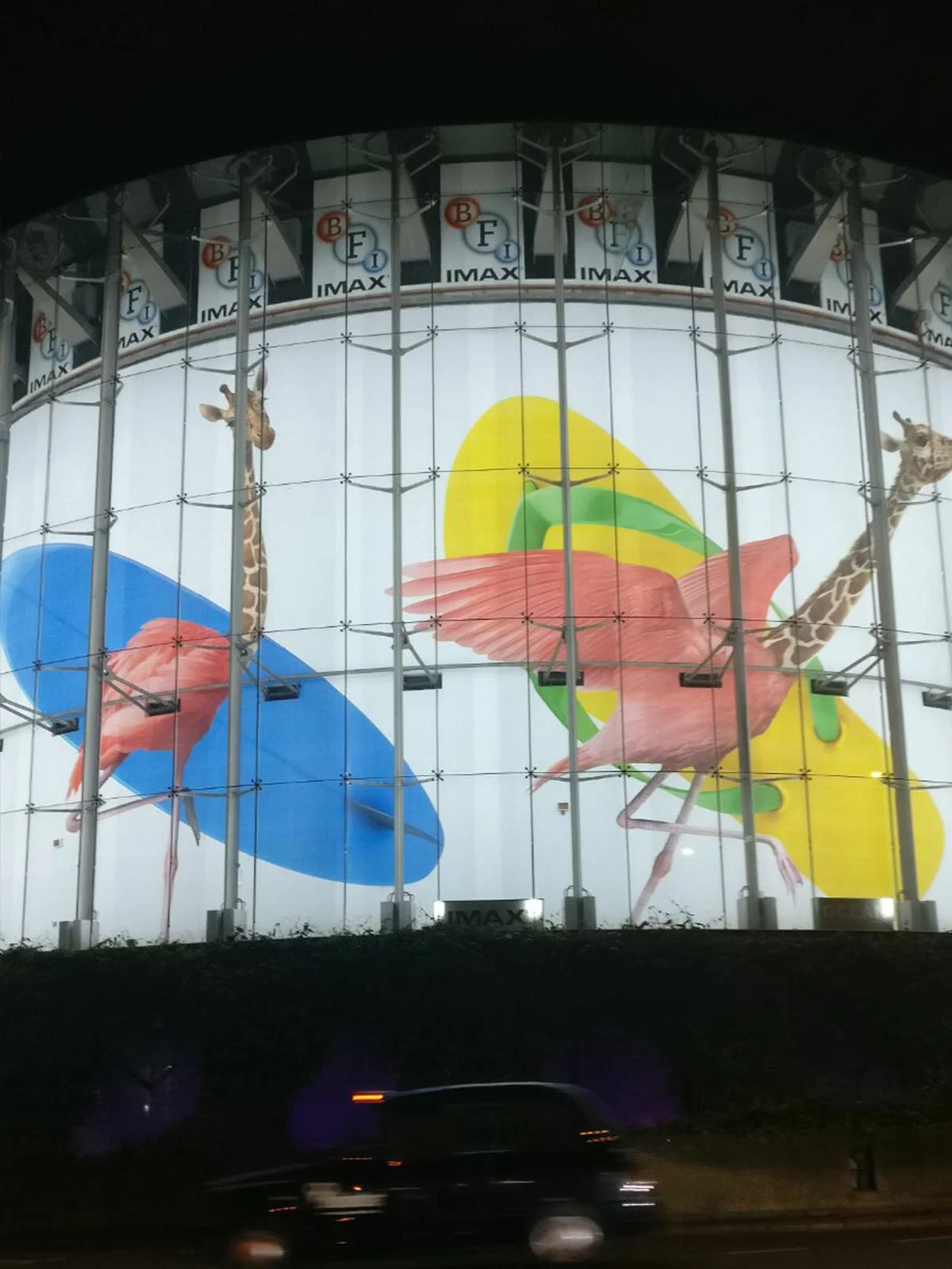 and at night time.. it lit up. All hail the giraff-amingo!