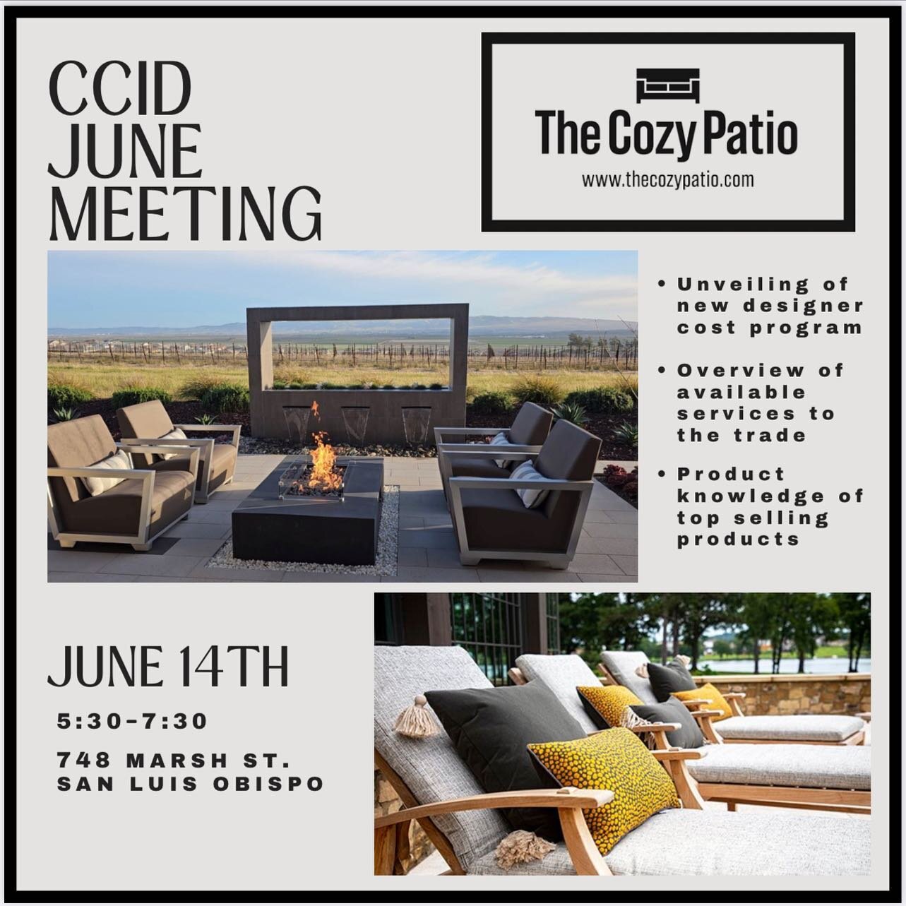 Our June event is this Wednesday! Hope to see you there! @the_cozy_patio