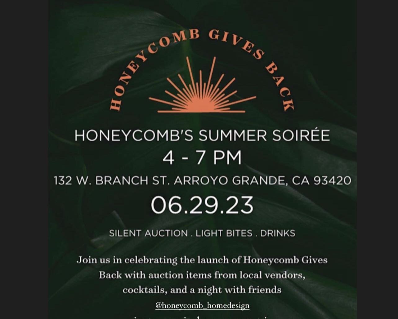 Don&rsquo;t miss Honeycomb&rsquo;s Summer Soir&eacute;e! Today from 4-7 pm! Lots of great silent auction items to bid on! All proceeds go to Honeycomb Gives Back to help with room makeovers for awesome kids!