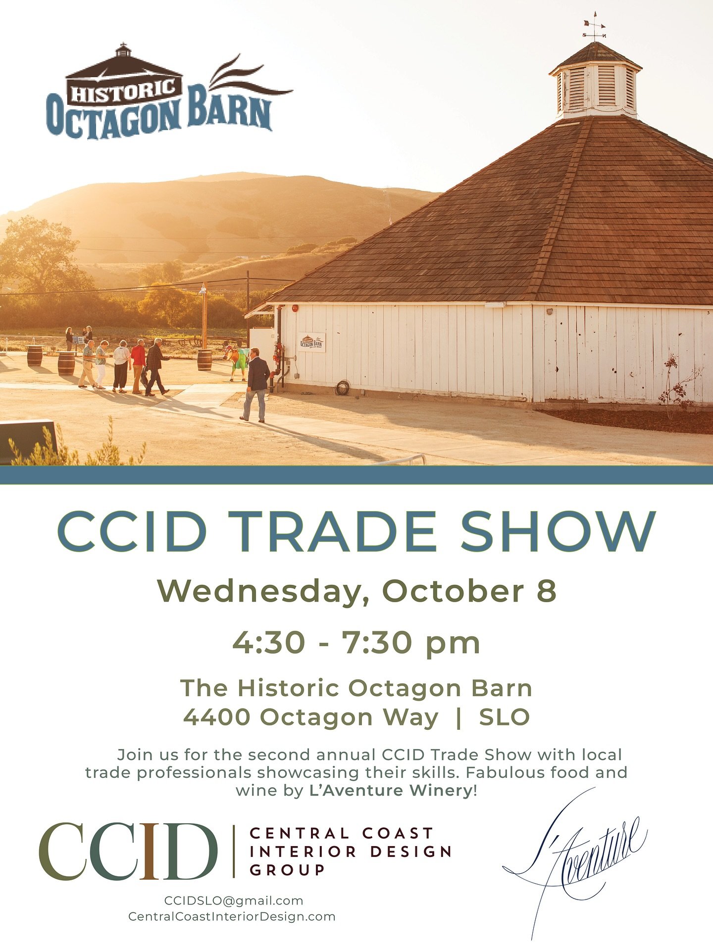Join us for our second annual Trade Show on Wednesday, October 8th from 4:30 - 7:30 at The Historic Octagon Barn! Over 16 trades will be featuring their services along with some great food by L2Events and wine by L&rsquo;Aventure Winery! Don&rsquo;t 
