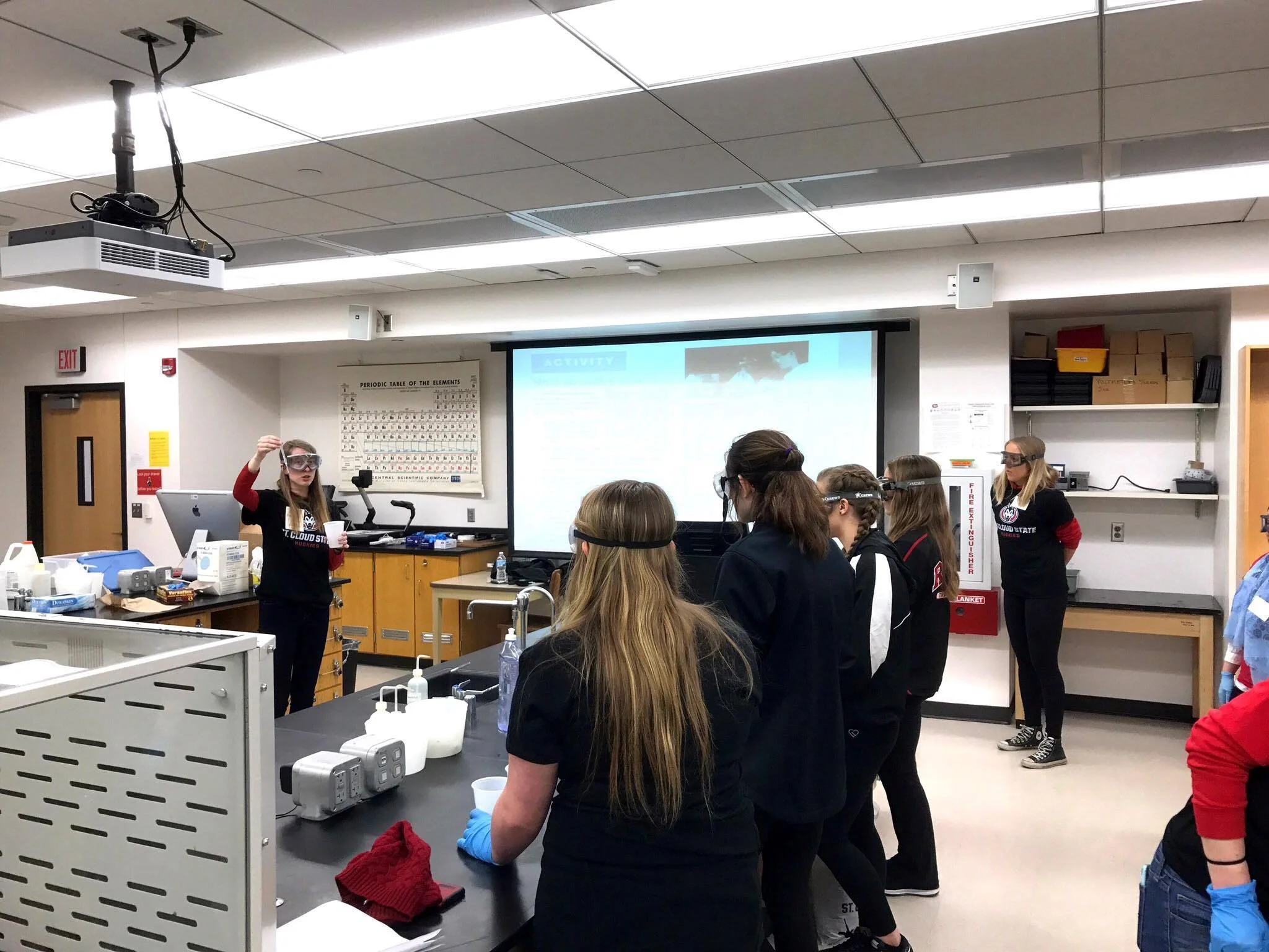 This was taken on March 18th on SCSU campus at the Horizons day camp for high school girls interested in STEM careers. I was teaching them how to use proper technique in the lab!