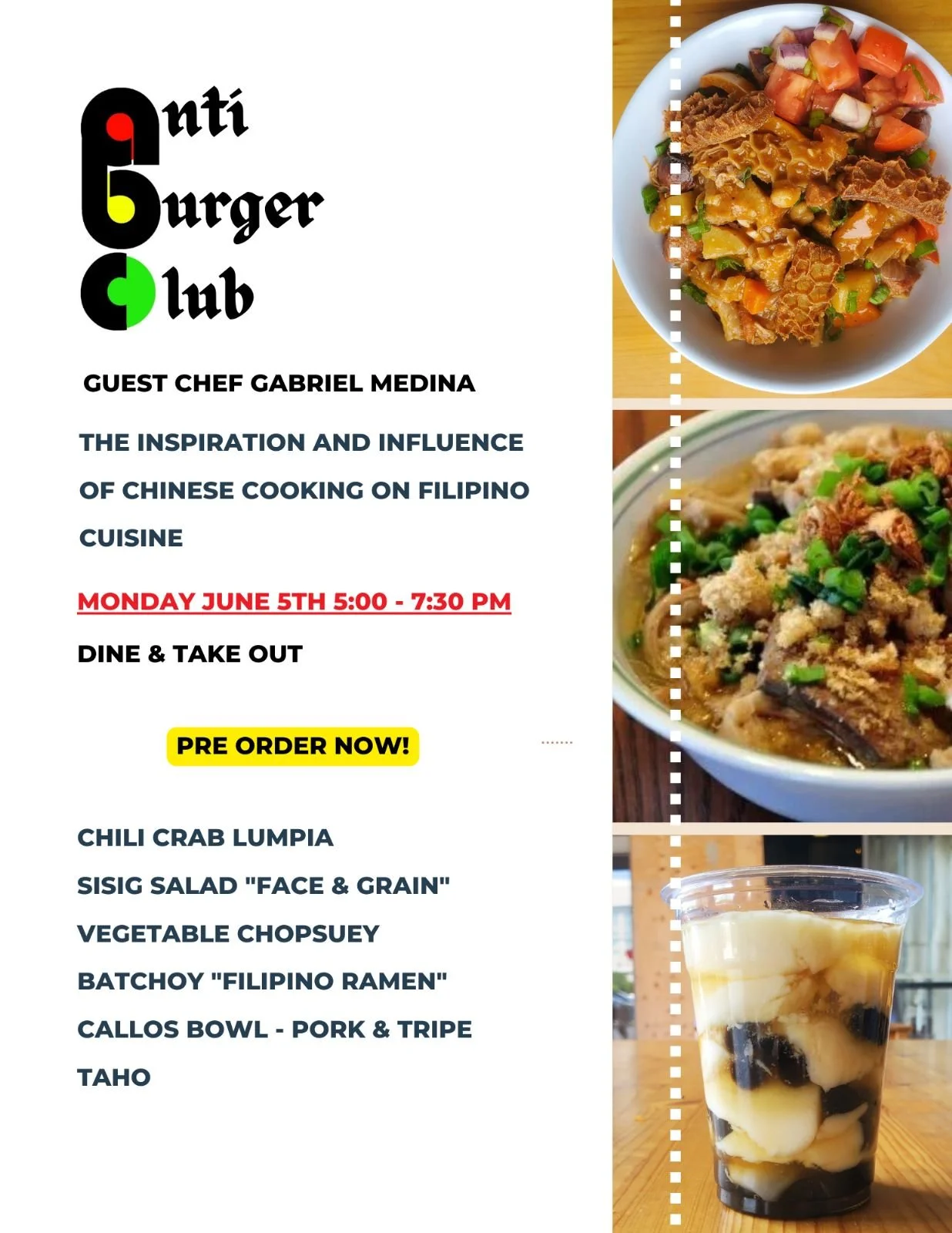 Anti Burger Club Dinner #5: Collab with Chef Gabriel Medina