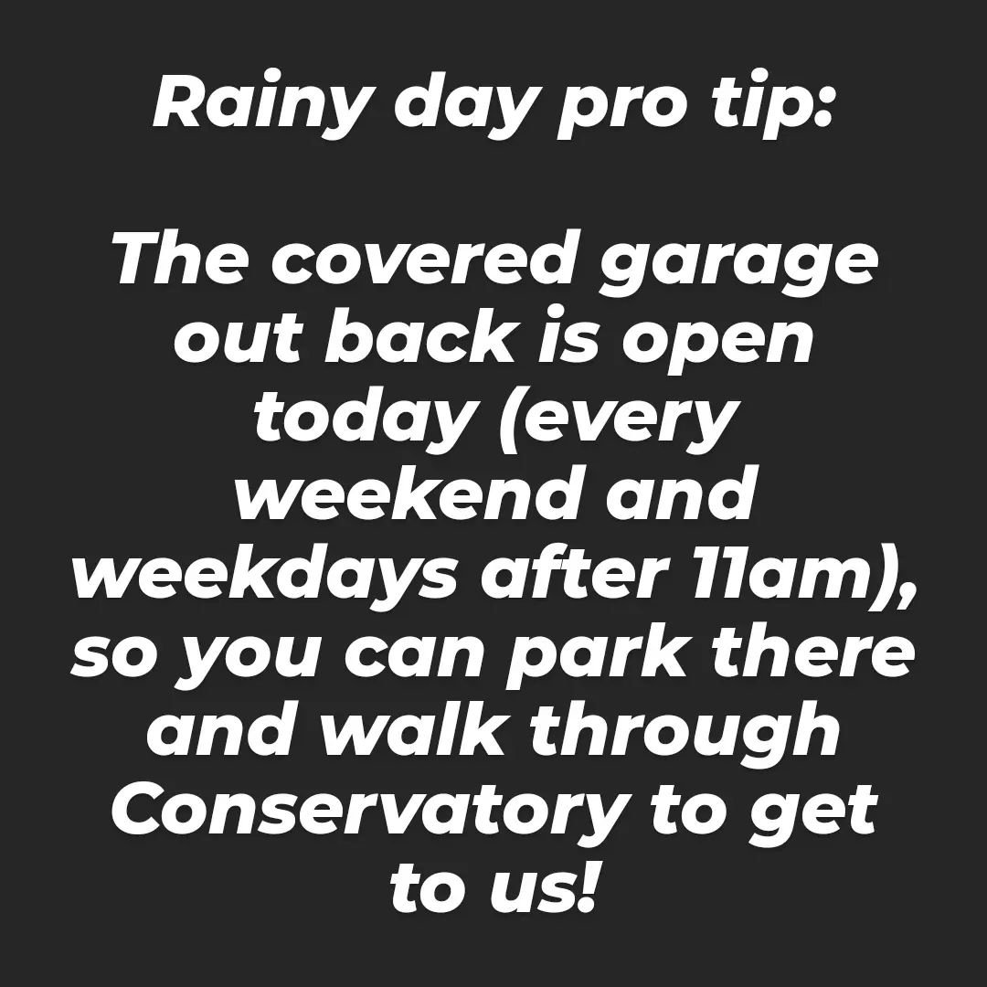 Covered parking in the back garage is available on weekends and weekdays after 11am!