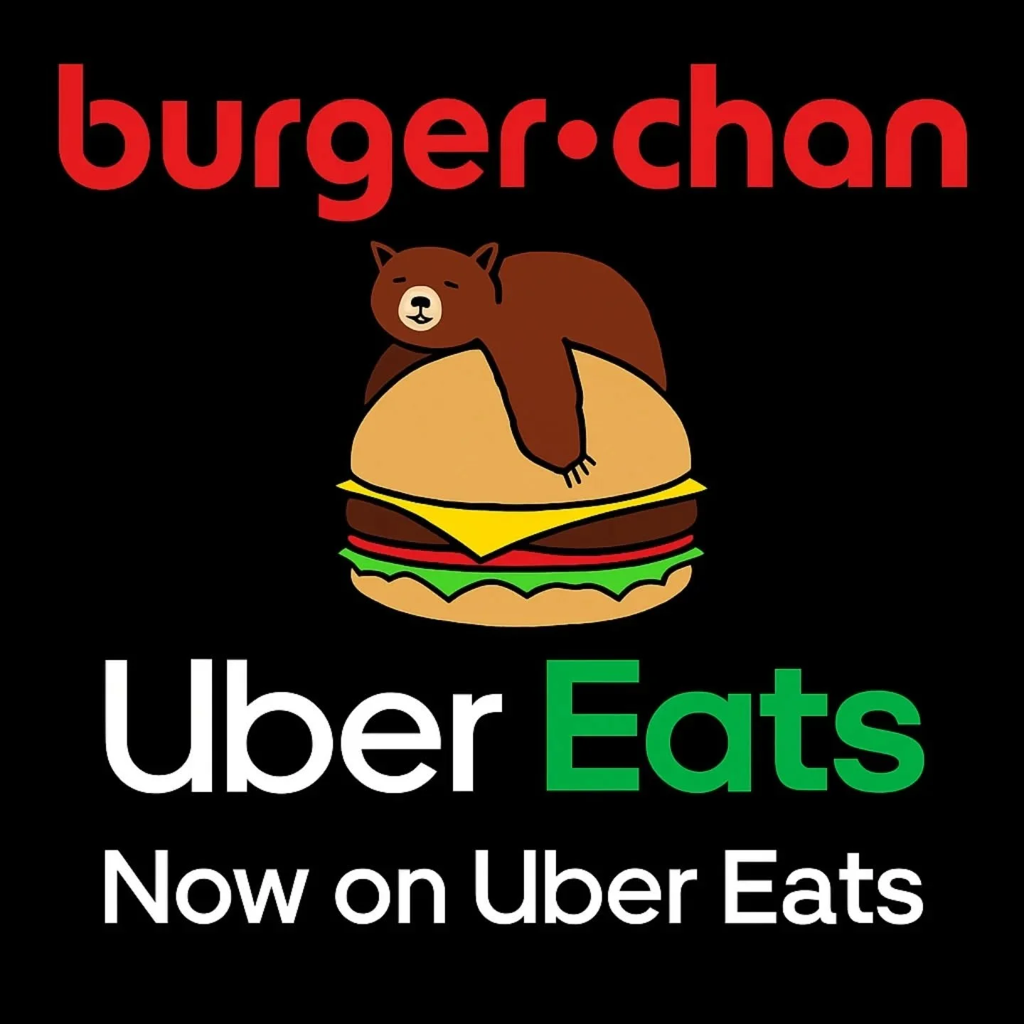 Bear naps on the bun,
but your burger&rsquo;s on the move&mdash;
Uber Eats at last.