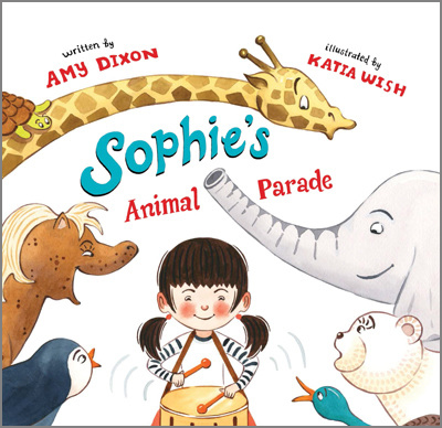 SOPHIE’S ANIMAL PARADE Written by Amy Dixon Illustrated by Katia Wish Sky Pony Press Release Date: Spring 2015 "Sophie's Animal Parade" has been chosen by the Children's Book of the Month Club as a featured selection in June 2015. Buy books: Indiebound.org Amazon.com Barnesandnoble.com Booksamillion.com Reviews: From School Library Journal PreS-Gr 1—"Everything Sophie drew came to life. Mama called it Sophie's imagination. Sophie called it magic." So begins this exploration of a child on a quest to find a friend. Sophie starts with drawing a polar bear cub, followed by a duck, and a giraffe. Unfortunately, the animals she creates all have issues in their new environment; the polar bear is too warm, the duck needs a swimming pool, and the ceiling is too low for the giraffe. Sophie adds even more animals to her group (a pony, a turtle, a penguin, and an elephant) in an attempt to address the concerns, but she realizes each of her new additions only bring further problems. When Sophie leads the animals in a parade, she meets a friendly boy, who claims to be an expert lion tamer, perfect for joining Sophie in all the wild fun. Thin lines and fully developed spreads add stylish details to this animal menagerie. VERDICT This story celebrates the power of the imagination and serves as a solid addition to many collections.—Meg Smith, Cumberland County Public Library, Fayetteville, NC From Publisher's Weekly Sophie's drawings, whether of cupcakes or polar bear cubs, tend to spring to life. Is it magic or Sophie's imagination at work? Dixon (Marathon Mouse) isn't telling, but it's clear that this sort of power isn't easy to manage. Lonely, Sophie summons one animal after another... but it isn't until she meets a boy who loves animals as much as she does that her desire for friendship is sated. Newcomer Wish's watercolors have an appealing retro cuteness...and for all that Dixon's story revels in imaginary (or magical) fun, the takeaway is that real relationships are what matter. -Publisher's Weekly