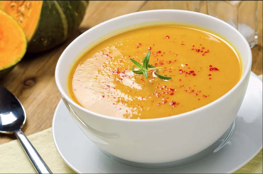 Roasted Butternut Squash, Yam and Red Pepper Soup