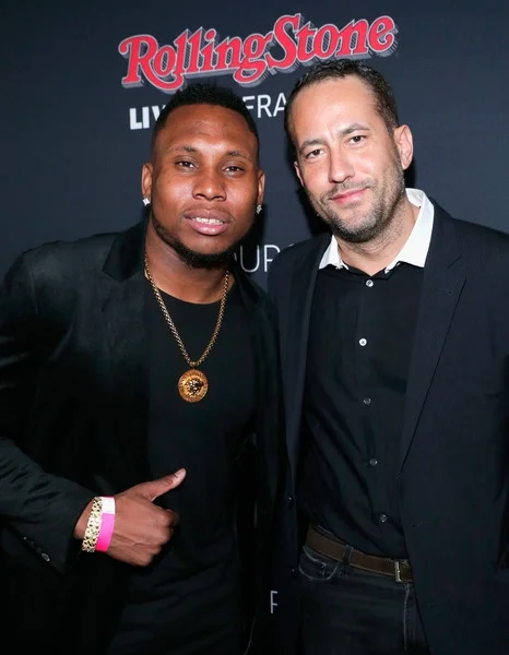 NFL player Robert Golden (L) and TRS CEO David Spencer attend Rolling Stone LIVE San Francisco party presented by Talent Resources Sports