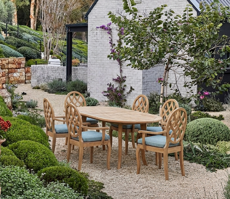 Teak dining collection for Smith & Hawken