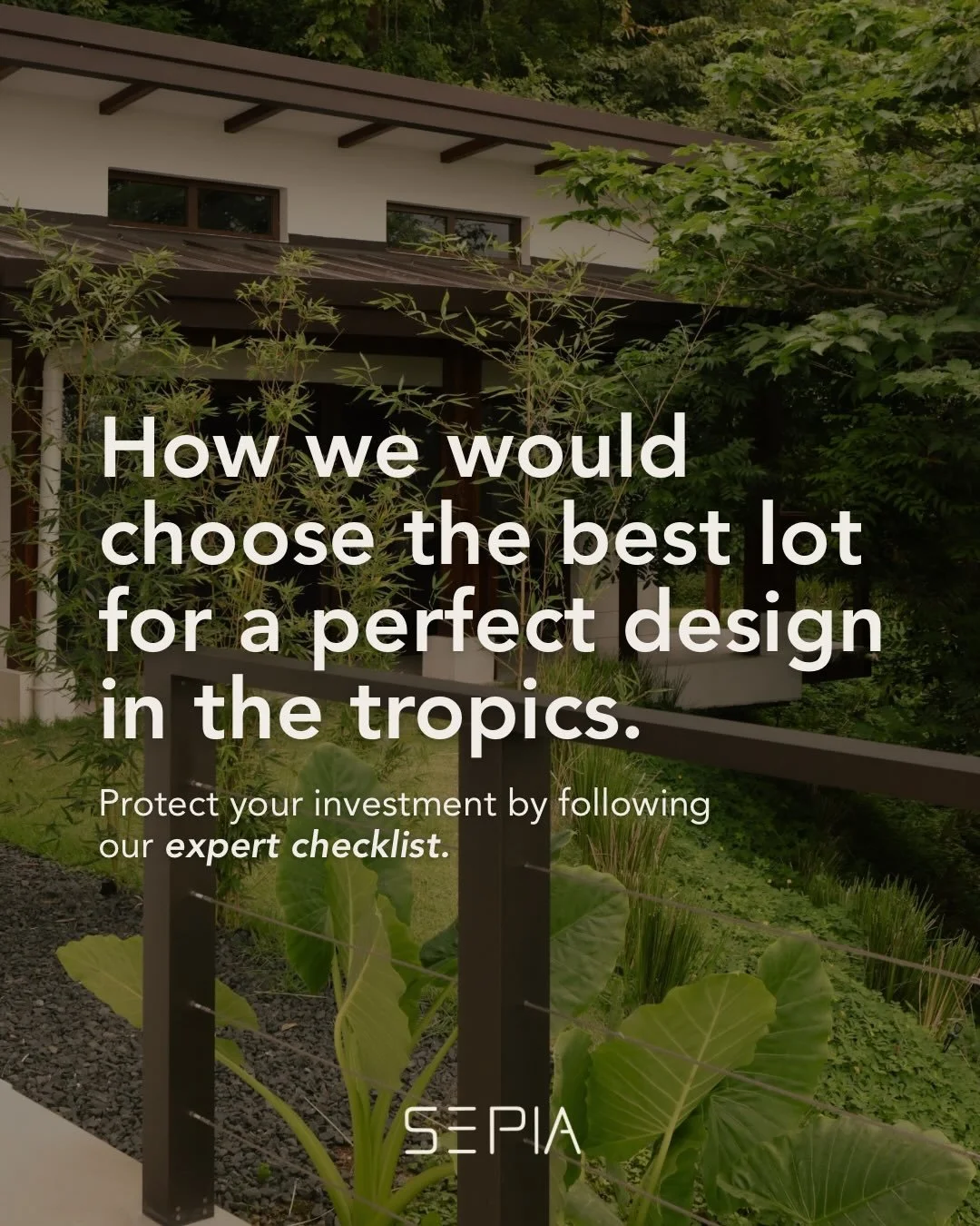 Buying a lot in the tropics is more than just a view, it&rsquo;s about protecting your investment. 

⬅️ Swipe to see our expert checklist as an architecture studio in the tropics with +10 yrs of experience. 

🌞 Already have land in Pedas&iacute; or 