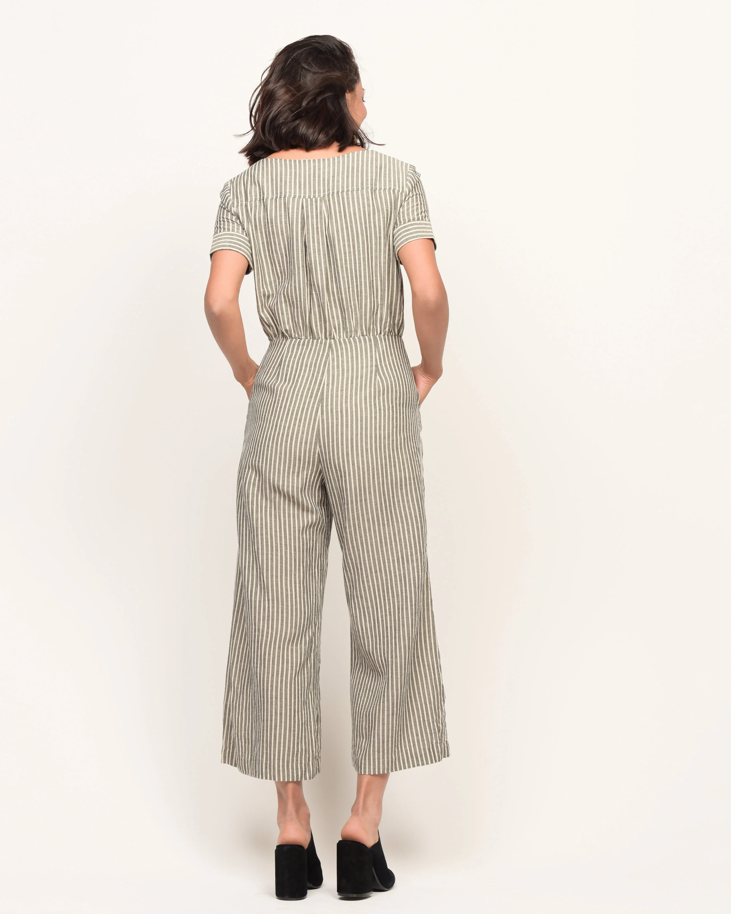 On Set Striped Culotte Linen Jumpsuit _ overalls & jumpsuits _ Pepper Place Design