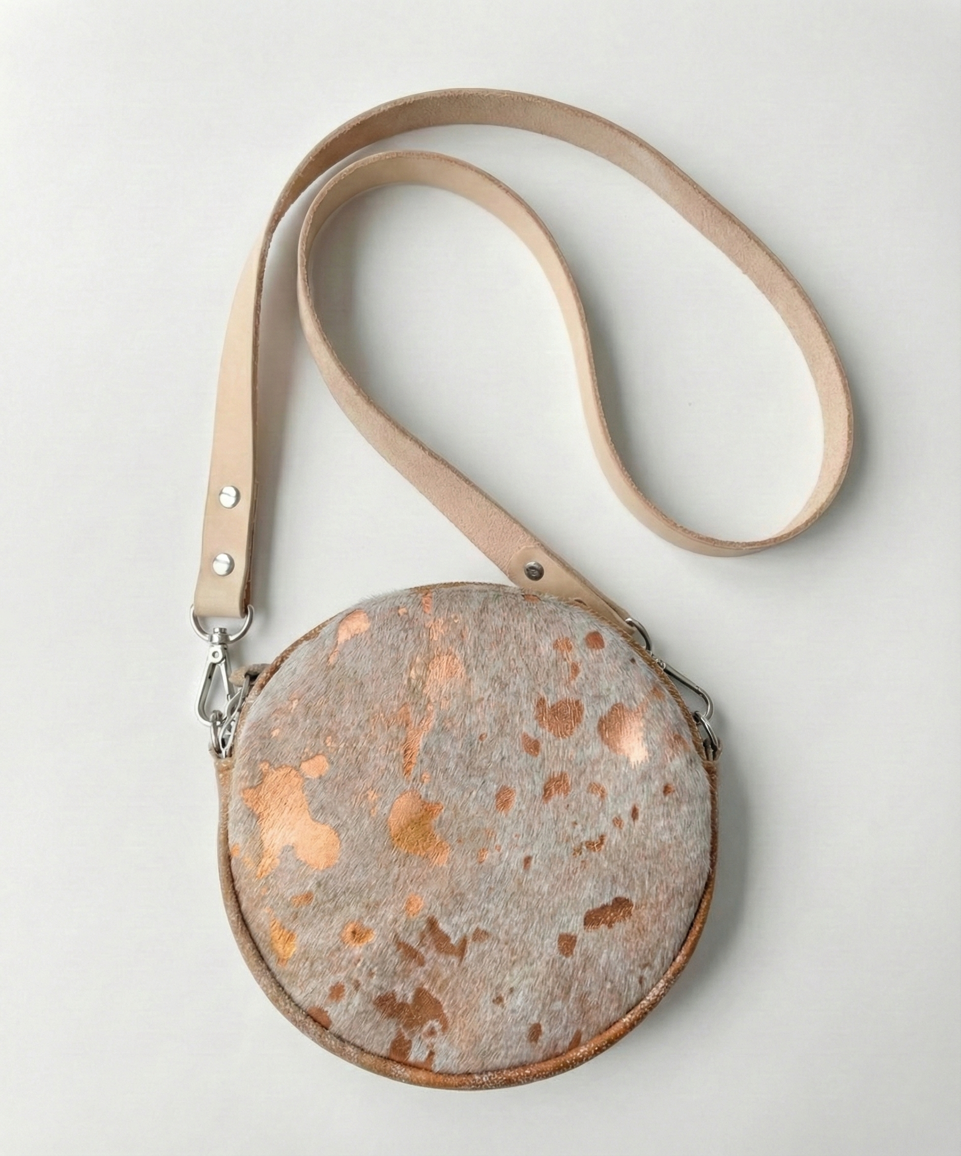 HAIR ON HIDE RADIUS CONVERTIBLE BAG - Metallic Rose Gold