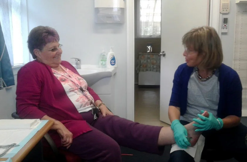 Whāea Shirley Goodman shares a laugh with TPO nurse Dianne MacDonald