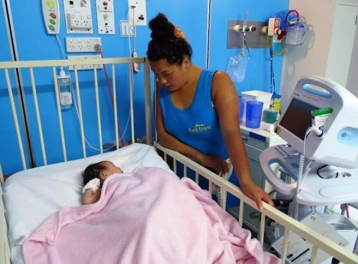 Rose Rangiwai & daughter 8-week old Trina Lee who had whooping cough in December