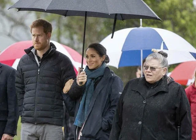 The Duke and Duchess of Sussex Prince Harry and Meghan with our very own TPO chair whaea Jane du Feu.