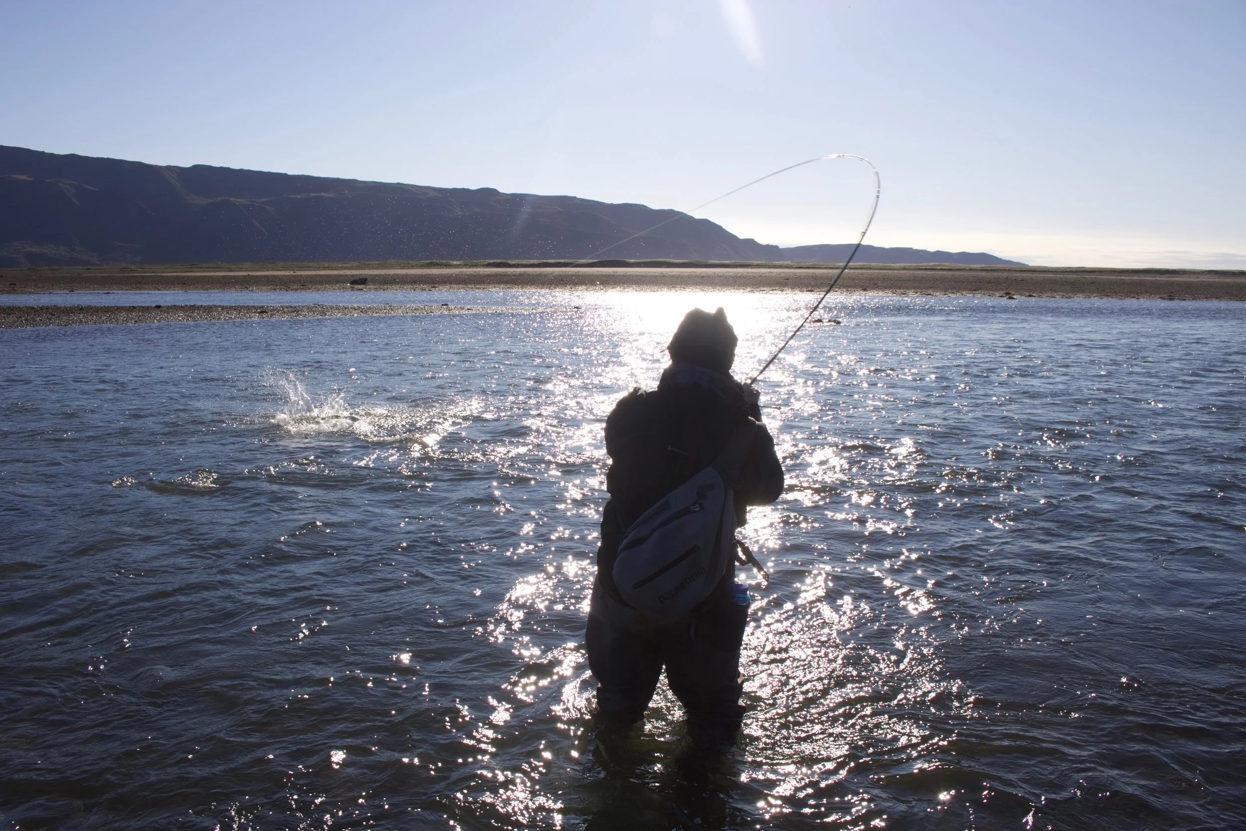 Mike bent to the cork on another big silver salmon. A rare sunny day in fall offered some of the best fishing of the entire season. 