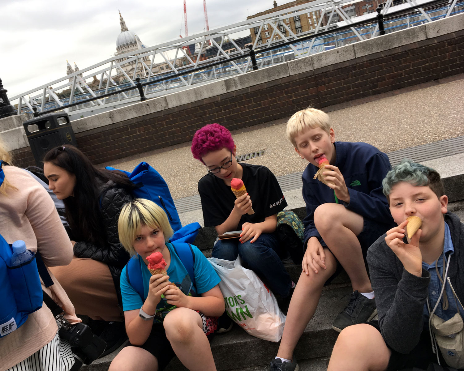 Enjoying ice cream on the banks of the River Thames