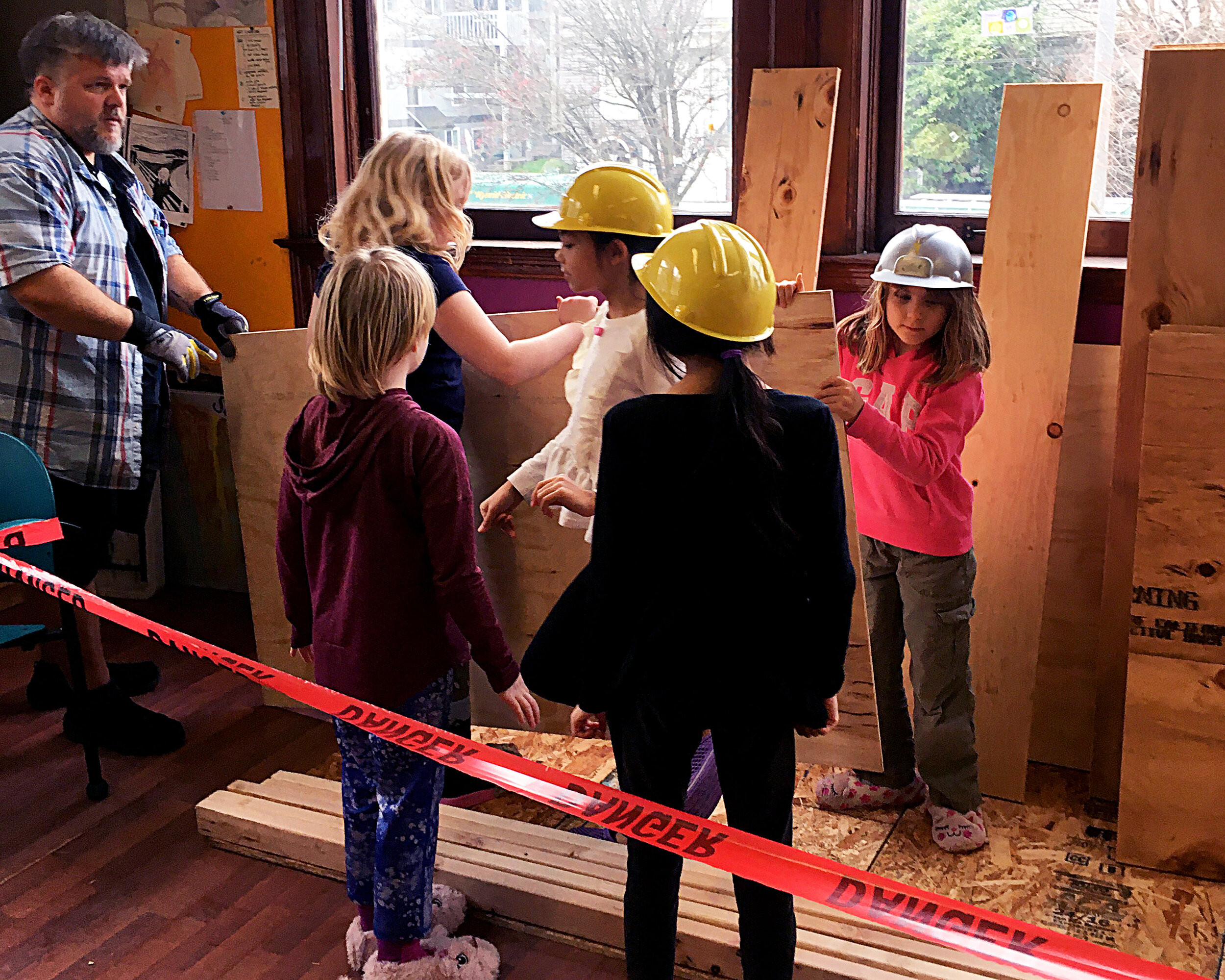 TDA kids working on the design for Jurassic Playground.