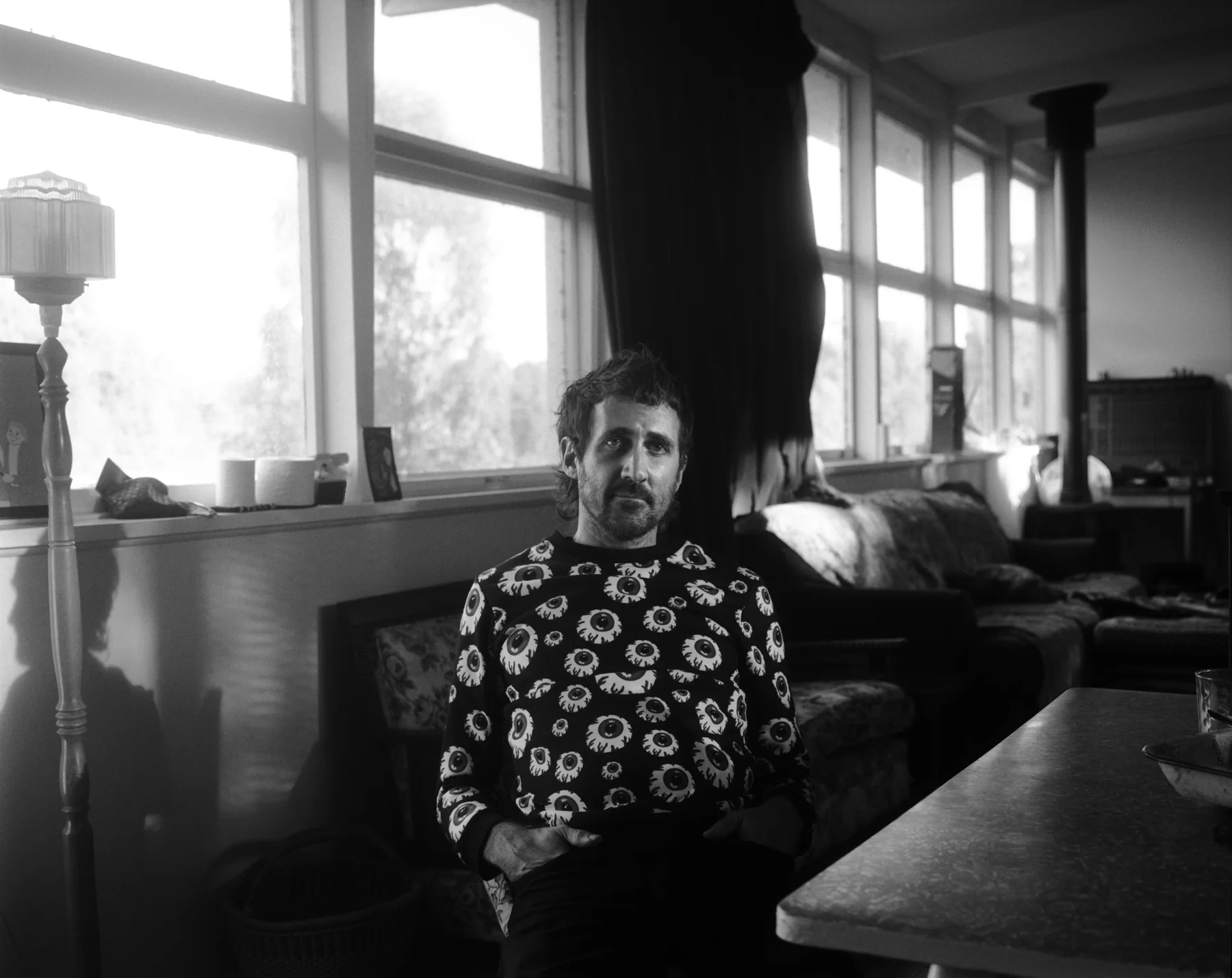 Tropical Fuck Storm's Gareth Liddiard pictured at home in regional Victoria for Swampland Issue 03. Photo by Morgan Hickinbotham .