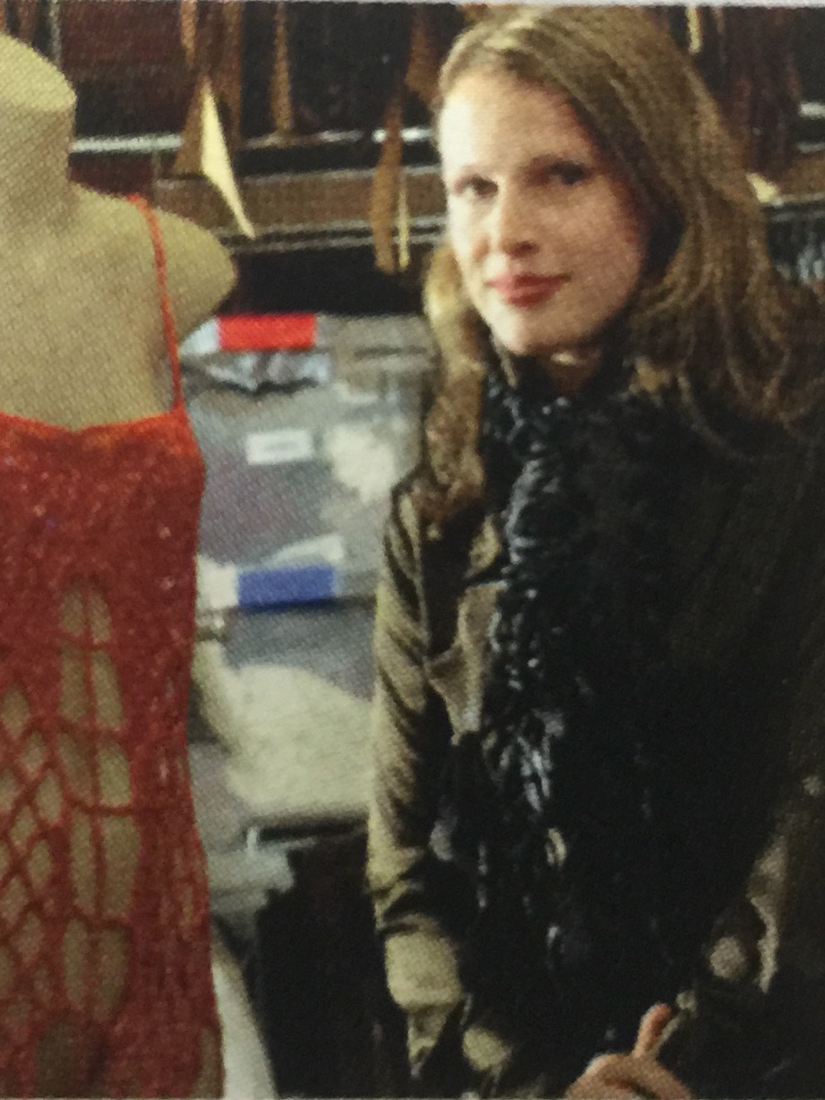 Gwendolynne BUrkin in Atelier with Orange Beaded Dress .jpg